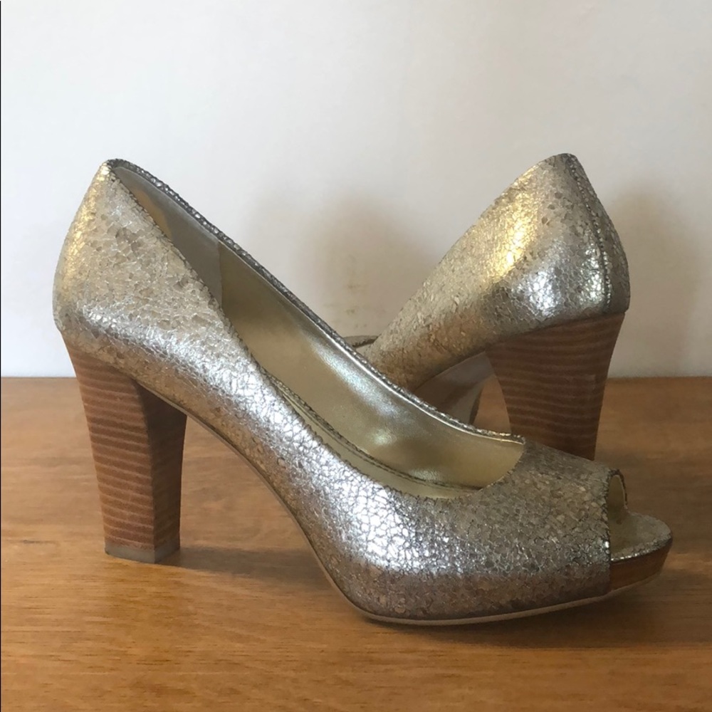 Metallic peep toe Franco Sarto metallic heels.